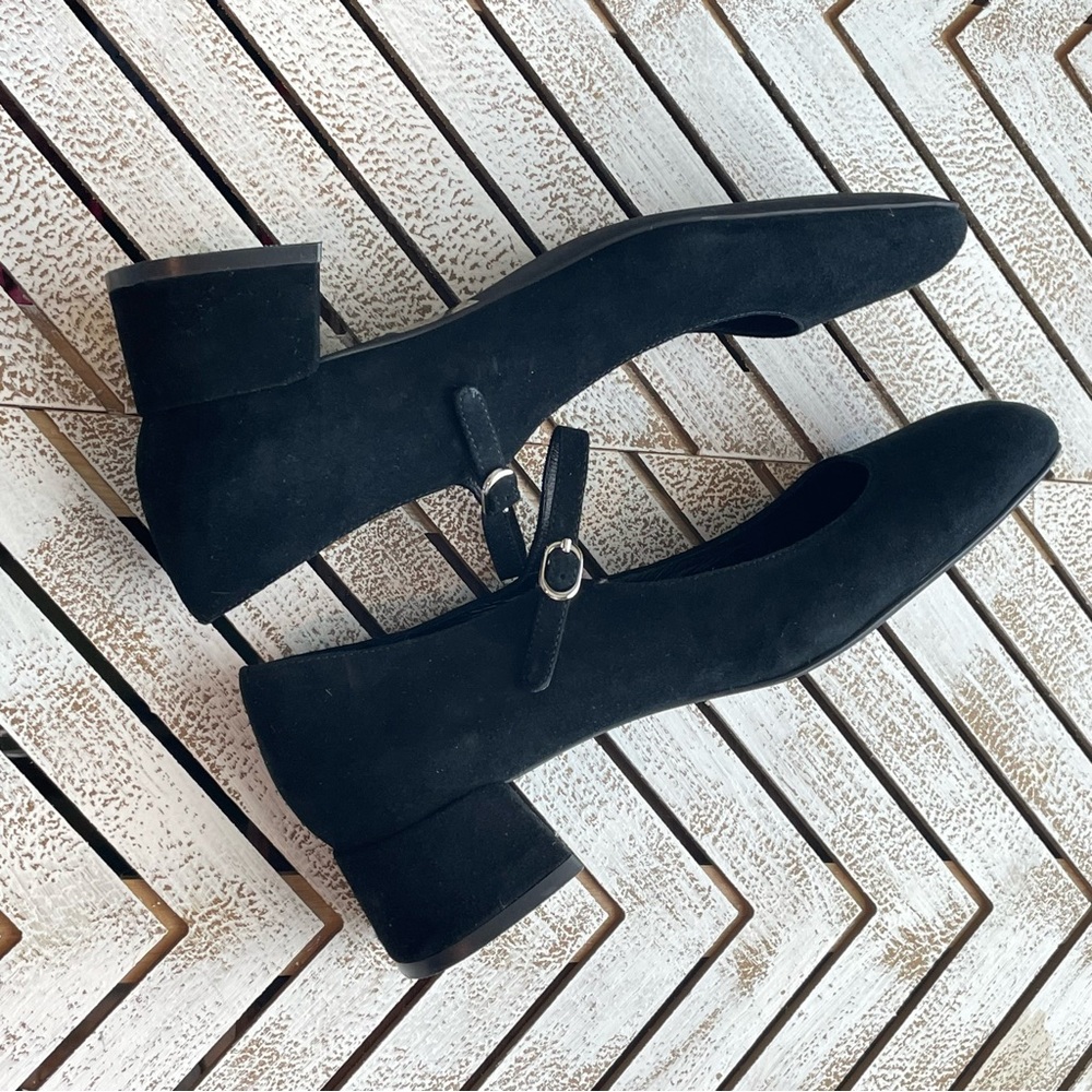 New Jeffrey Campbell Black Suede Round Toe Mary Janes Size 8.5
